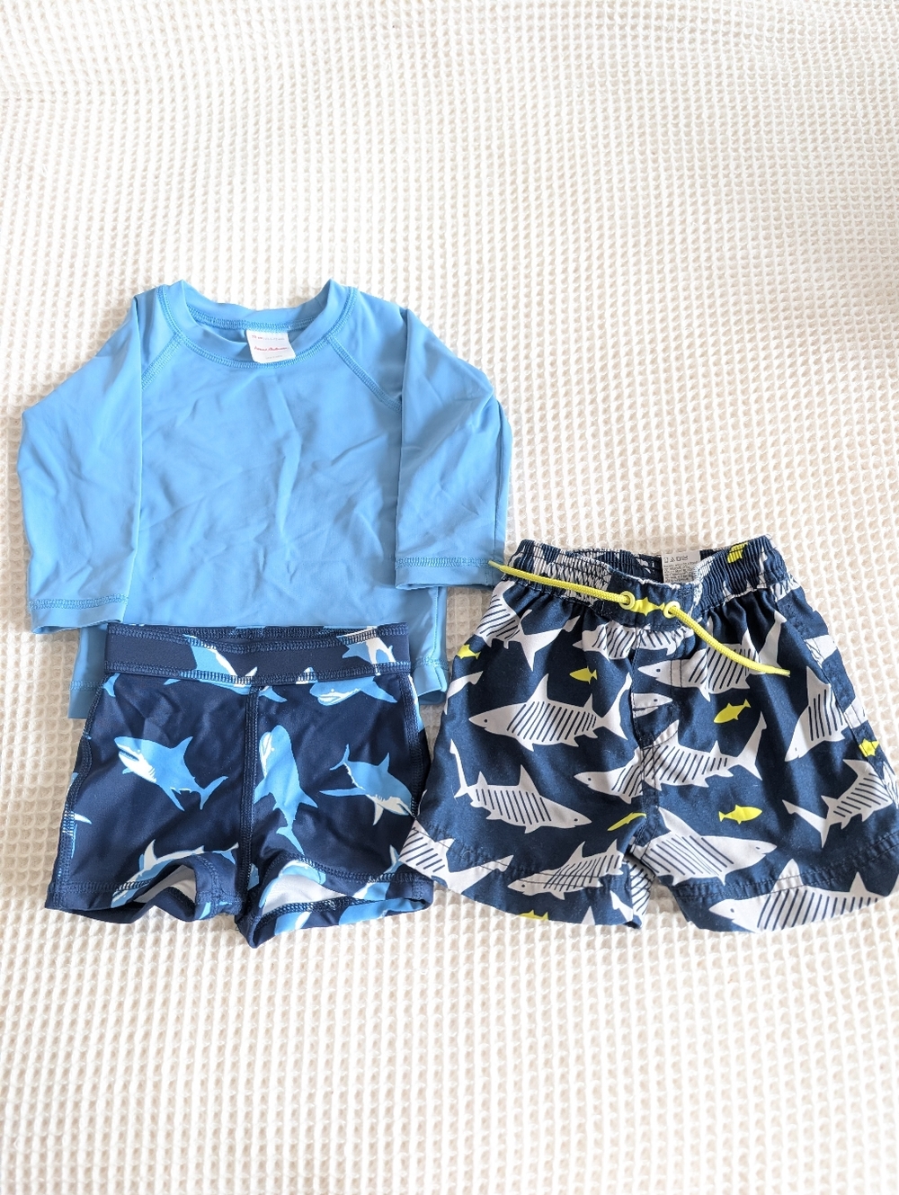 Hanna Andersson Rash Guard Set Tea Collection Swim Trunks 6-12 Months Sharks
